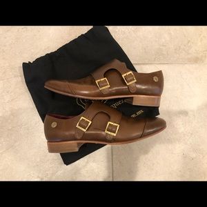 Leather Shoes. monk style double buckle women’s 9